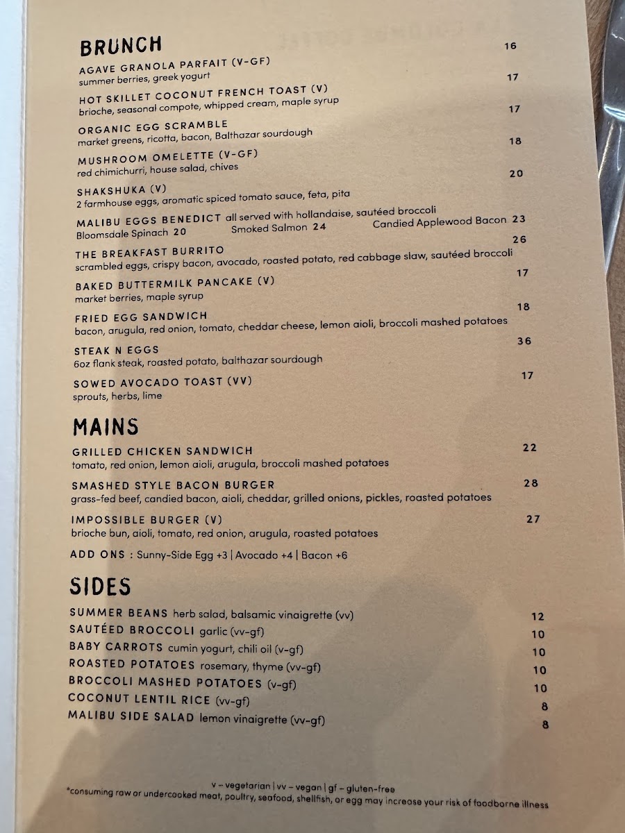 Malibu Farm Menu - Image 3